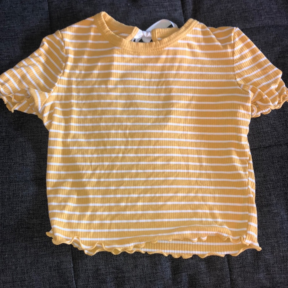 Yellow and white striped tee